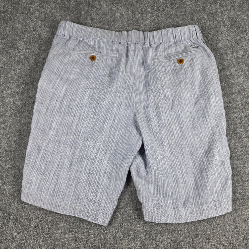 Tommy Bahama Harbor Herringbone Linen Shorts Mens M Blue Stripe Drawstring - Picture 7 of 7